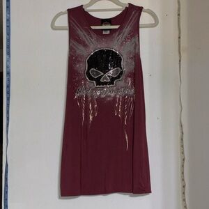 Harley-Davidson Burgundy Skull Tank